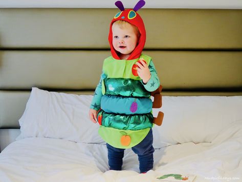 Baby World Book Day Costume, Diy Hungry Caterpillar Costume, Diy Caterpillar Costume, Very Hungry Caterpillar Costume, Hungry Caterpillar Costume, Family Costumes Diy, Caterpillar Costume, World Book Day Ideas, The Hungry Caterpillar