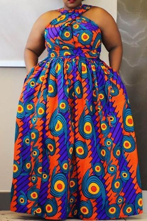 a424ed4bd3a7d6aea720b86d4a360f75desc43417755ri Plus Size Ankara, Blue Plus Size Dresses, Party Women, Theme Dress, Ankara Dress, High Waist Dress, African Print Fashion, Yellow Fashion, Maxi Dress Blue