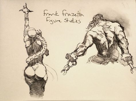 Frank Frazetta Sketch, Frazetta Sketch, Frank Frazetta, Figure Reference, Figure Sketching, Ink Sketch, Fantasy Artist, Comic Book Artists, Ink Illustrations