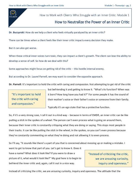 Inner Critic Worksheet, Cbt Exercises, Dan Siegel, Emotionally Focused Therapy, Work Tips, Core Beliefs, How To Get Better, Inner Critic, Brain Power