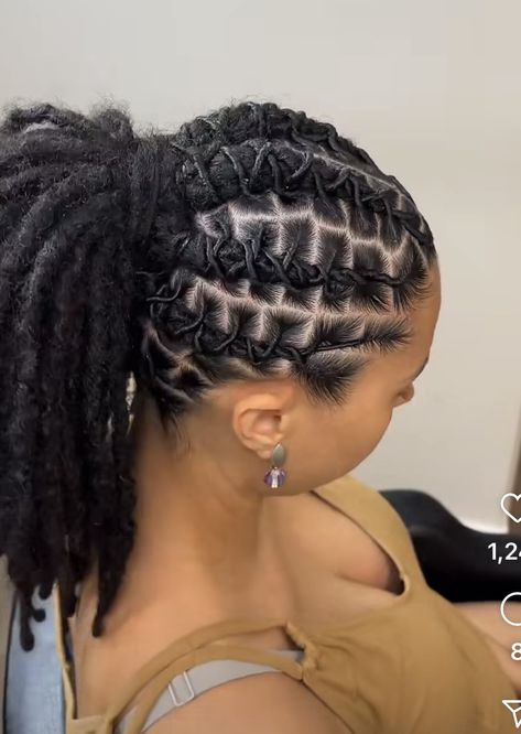 Locs Buns For Women, Two Strand Loc Styles For Women Short, Loc Two Strand Twist Updo, Artificial Locs Styling Ideas, Pedal Bun Loc Styles, Loc Style Women, Artificial Locks Hairstyles, Loca Hairstyles, Straight Back Loc Styles