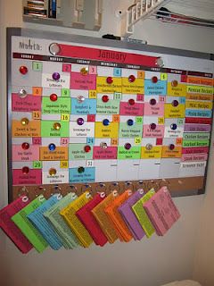 What an amazing menu organizing board! I used this idea for the calendar for my girls! !! Menu Planning Board, Meal Planning Board, Office Organization At Work, Organization Chart, Family Command Center, Organization Board, Menu Boards, Menu Planners, Organization Inspiration