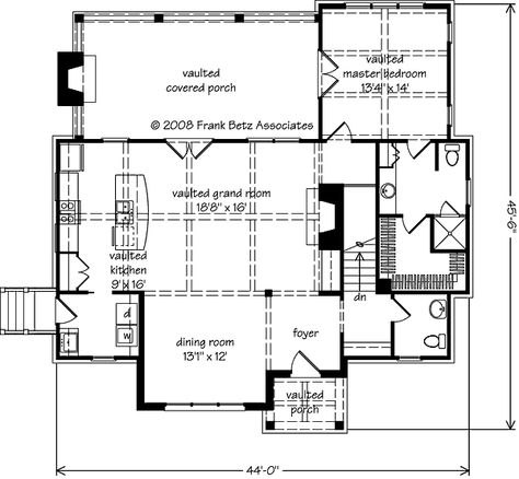 2,294 sq. ft. Two bedrooms in walk-out basement. Ozark House, Cape Cod House Plans, Frank Betz, Grand Room, Cottage Bath, Southern Living House Plans, Basement House Plans, Cool Autumn, Compact House