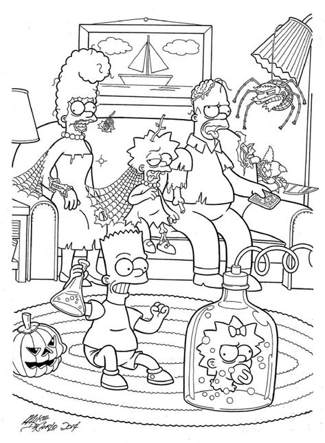 Grown Up Coloring Pages, Halloween Coloring Pages Adult, High Coloring Pages Cartoon, Adult Halloween Coloring Pages, Coloring Pages Scary, Halloween Adult Coloring Pages, Colouring Pages For Adults Easy, Simpsons Coloring Pages, Tv Coloring Pages