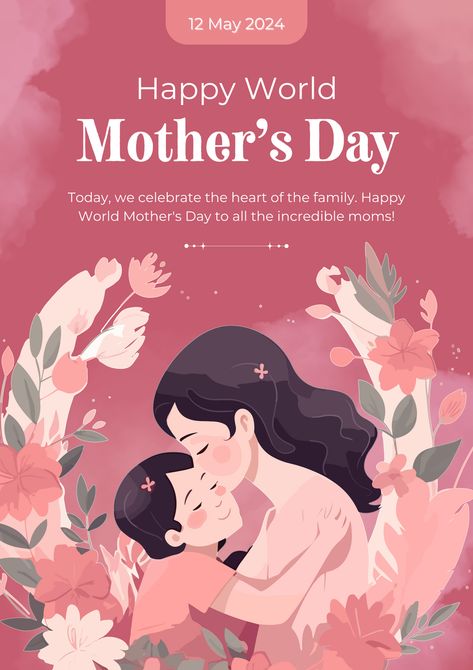 👉CLICK THE LINK TO EDIT!💻✨   Celebrate the special bond of motherhood with our heartwarming poster design template! Whether it's your own mom, a mother figure, or a friend who's a mom, this design is perfect for expressing your love and appreciation. Add your favorite photos, heartfelt messages, and meaningful quotes to make it truly personal. With Canva's easy-to-use editing tools. #MothersDay #CanvaDesign #PosterTemplate  👣 Follow us too! 🌟 @kreasicantikcanva Happy Mothers Day Poster, Mother's Day Poster, Mothers Day Poster, Heartfelt Messages, Poster Designs, Editing Tools, Canva Design, Pink Watercolor, Custom Posters