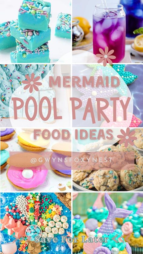 mermaid pool party food ideas Pool Party Food Ideas, Pool Party Treats, Diy Mermaid Birthday Party, Food Ideas To Make, Mermaid Pool Party, Mermaid Birthday Party Food, Mermaid Party Food, Diy Party Food, Mermaid Birthday Party Ideas