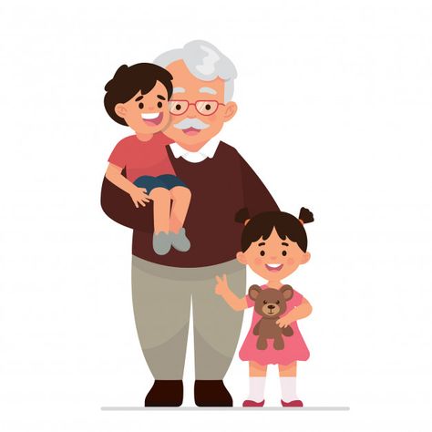 Family Illustration, Man Character, Kids Clipart, Grandfather And Granddaughter Drawing, Grandfather Cake, Toddler Illustration, Grandfather And Granddaughter, Happy Wallpaper, Family Drawing