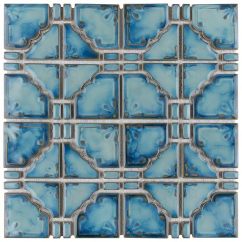 Merola Tile Moonbeam Diva Blue 12 in. x 12 in. Porcelain Mosaic Tile (9.6 sq. ft. / Case)-FKOMB21 - The Home Depot Mosaic Floor, Merola Tile, Modern Tiles, Porcelain Mosaic Tile, Blue Mosaic, House Tiles, Mosaic Flooring, Natural Stone Tile, Porcelain Mosaic