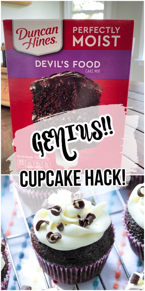 This TikTok Hack Shows You How To Make the Best Cupcakes From a Box of Cake Mix Devils Food Cake Mix Cupcakes, Doctored Cake Mix Recipes, Chocolate Cake Mix Recipes, The Best Cupcakes, Perfect Cupcakes, Bakery Style Cake, Cake Mix Cupcakes, Box Cake Recipes, Recipes Using Cake Mix