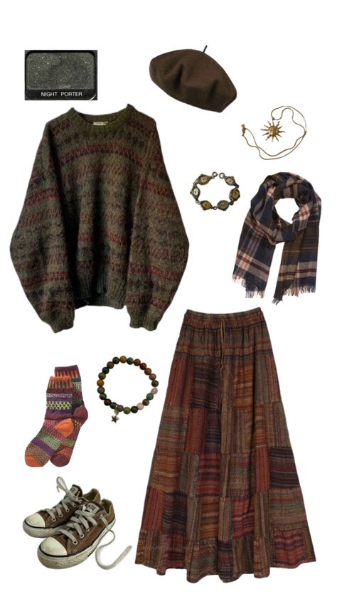 Cottagecore Outfit Winter, Goblincore Outfits, Boho Winter Outfits, Cottagecore Outfit, Boho Style Outfits, Autumn Fits, Winter Boho, Outfit Winter, Fall Winter Outfits