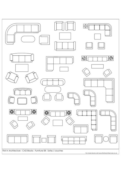 fia-cad-blocks-furniture-08                                                                                                                                                                                 More Floor Plan Symbols, Architecture Symbols, Interior Design Sketchbook, Drawing Furniture, Furniture Design Sketches, Architecture Drawing Plan, Interior Architecture Drawing, Interior Design Drawings, Interior Design Sketches