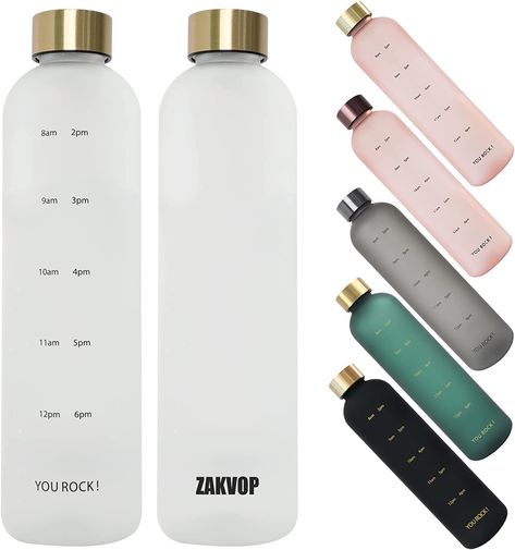 ZAKVOP 32oz Water Bottle with Times to Drink, Lightweight Motivational Water Bottle with Time Marker, BPA Free Reusable Water Bottle with Hydrating Reminder for Gym Fitness Workout Travel Cheap Water Bottles, Water Bottle With Times, Clear Water Bottle, 32oz Water Bottle, Daily Water Intake, Stylish School Bags, Motivational Water Bottle, Cute Water Bottles, Best Water Bottle