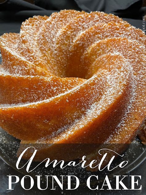 Cherry Almond Pound Cake, Desserts With Amaretto, Cinnamon Pound Cake Recipes, Almond Amaretto Pound Cake, Almond Amaretto Cake, Amaretto Bread, Amaretto Pound Cake Recipe, Amaretto Bundt Cake, Amaretto Recipes