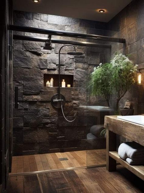 Dröm Hus Planer, Timeless Bathroom, Rustic Bathroom Designs, Stone Bathroom, Rustic Bathrooms, Stone Walls, Bathroom Inspiration Decor, Dream Bathrooms, Dream House Interior