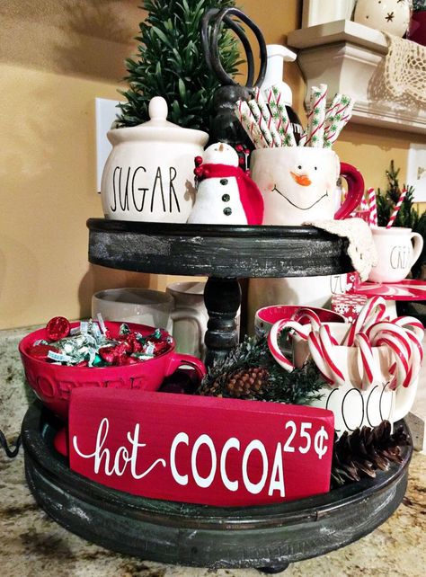 Christmas Kitchen Decor Ideas, Kitchen Decor Ideas, Candy Cane Christmas, Christmas Kitchen Decor, Fun Christmas Decorations, Hot Chocolate Bars, Indoor Christmas Decorations, Indoor Christmas, Christmas Decorations Rustic