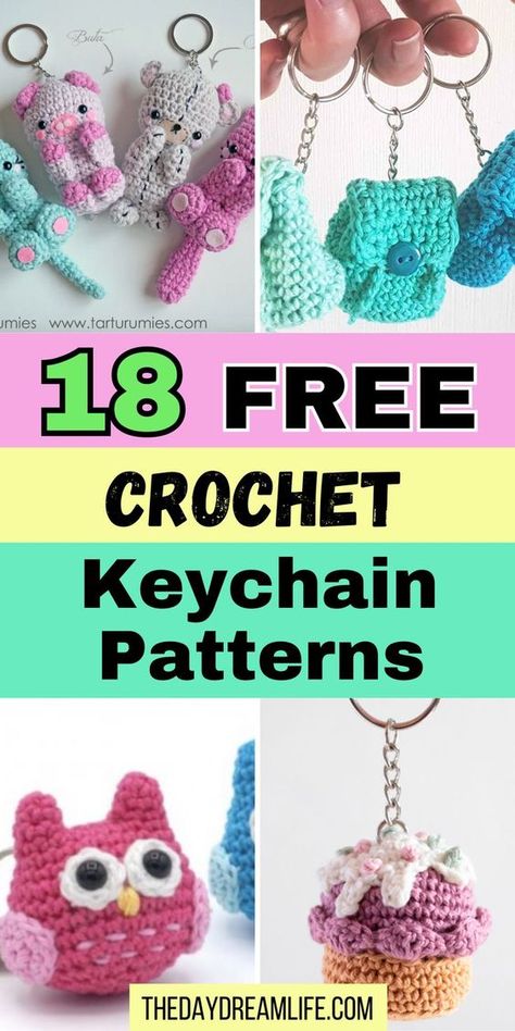 Looking for adorable crochet keychain patterns? Check out these 18 free crochet keychain patterns, including amigurumi patterns and small keychain crochet designs perfect for beginners. These mini crochet patterns are great for creating cute crochet gifts and are quick crochet projects. Whether you're making a crochet gift or looking for small crochet gifts free patterns, you'll find plenty of crochet keychains patterns free to inspire your next project. Mini Crochet Patterns, Cute Crochet Gifts, Easy Crochet Keychain, Free Crochet Keychain, Crochet Keychain Patterns, Crochet Keyring Free Pattern, Cute Crochet Patterns, Small Crochet Gifts, Knitting Patterns Free Dog