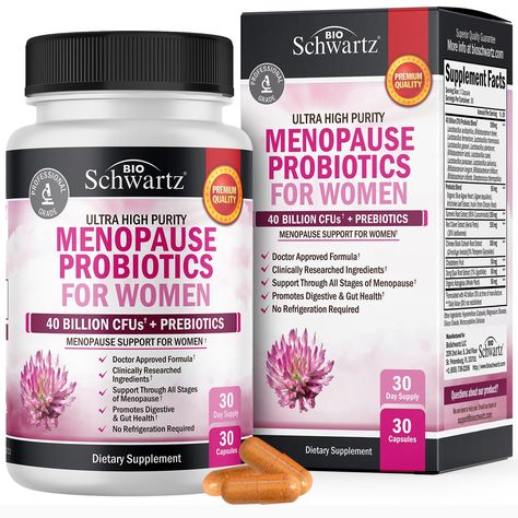 PRICES MAY VARY. COMPLETE MENOPAUSE SUPPLEMENT FOR WOMEN: Our menopause probiotics for women are expertly formulated to offer soothing digestive and gut health support plus multi-symptom menopause relief for women - Cool hot flashes, elevate your mood and start feeling like yourself again DAILY RELIEF FOR ALL STAGES OF MENOPAUSE: With 14 diverse probiotic strains plus organic prebiotic fiber and a natural herbal blend including chasteberry, dong quai, turmeric, black cohosh, red clover extract, Probiotics For Women, Low Estrogen Symptoms, Low Estrogen, Boost Testosterone, Hormone Balance, Probiotics Supplement, Supplements For Women, Herbal Blends, Hot Flashes