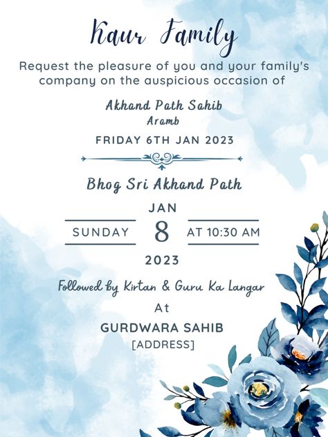 Check out -- https://kaviadigitalart.etsy.com #digitalart #creatives #designer Invitation Template Aesthetic, Sukhmani Sahib Path Invitation, Path Invitation, 1st Birthday Party Invitations, Digital Invite, Green Theme, Save The Date Invitations, Diy Invitations, Learning Tools