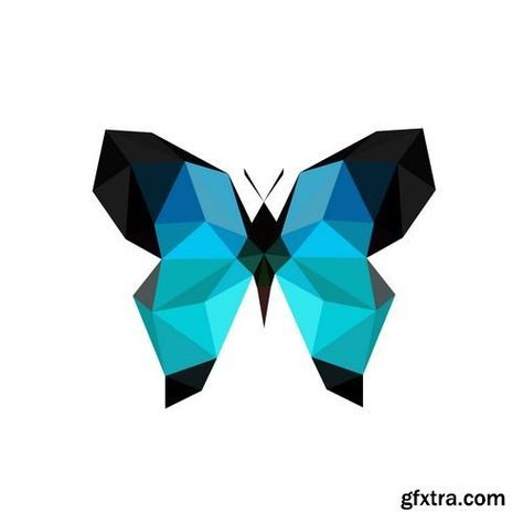 Butterfly Butterfly Logo, Triangles, Origami, Stock Photos, Illustrations, Animals, Blue, Art