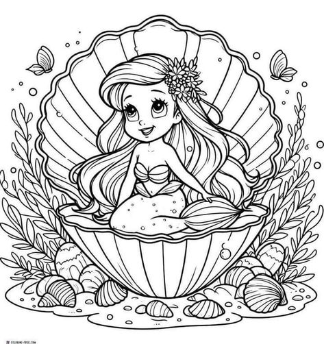 Ariel Color, Ariel Coloring Pages, Ocean Coloring Pages, Wrist Tattoo Ideas, Disney Princess Coloring Pages, Disney 2024, Kawaii Disney, Mermaid Coloring Pages, Princess Coloring Pages