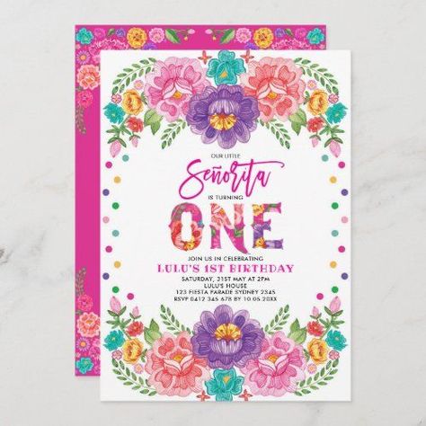 1st Birthday Fiesta, Floral 1st Birthday, Fiesta Birthday Invitations, Birthday Fiesta, Fiesta Birthday Party, Fiesta Theme Party, Twins 1st Birthdays, Girl 1st Birthday, Fiesta Theme