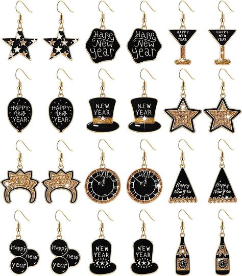 Super cute new year earrigns. They are festive and perfect for party favors or wearing to the party. Enjoy them all or share with friends Party Accessories Jewelry, Star Hat, 2023 Year, Accessory Jewelry, Womens Earrings Studs, Holiday Earring, Glitter Stars, Holiday Gathering, Party Accessories