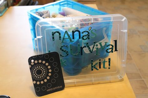 expecting grandmother gift. nana's survival kit. Survival Kit Gifts, Survival Items, Survival Supplies, New Grandparents, Survival Kits, New Grandma, Grandmother Gifts, Emergency Kit, Survival Prepping