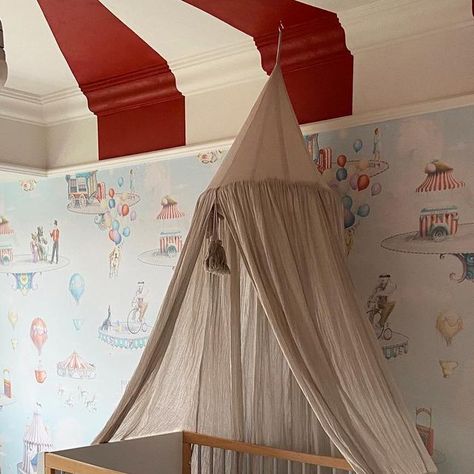 KATE SUCCAR | Wallpaper & Murals | Customer photo from @toddlerintow_reno  of ‘The Equal Circus’ wallpaper installed in a circus themed nursery 😍❤️ . . . #circustheme... | Instagram Circus Nursery Theme Vintage, Elio Room, Circus Themed Nursery, Circus Theme Nursery, Circus Baby Room, Circus Nursery Theme, Brownstone Nyc, Circus Themed Bedroom, Circus Bedroom