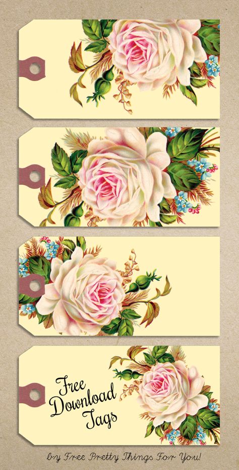 Scrapbooking Printables, Shabby Chic Tags, Decoupage Images, Etiquette Vintage, Pretty Printables, Free Printable Tags, Free Vintage Printables, Free Printable Gifts, Printable Gift Tags