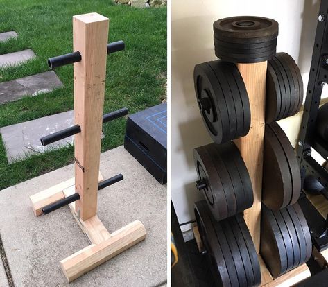 Weight Plate Storage, Small Home Gyms, Diy Garage Cabinets, Diy Garage Organization, Home Made Gym, Home Gym Storage, Home Gym Basement, Building A Home Gym, Backyard Gym