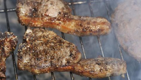 Grilled Goat Chops with Garlic, Oregano and Lemon | The Splendid Table Goat Recipes, Grilling Recipes Sides, Grilled Meat Recipes, Grilled Steak Recipes, Healthy Grilling Recipes, Goat Meat, Chops Recipe, Grilled Chicken Recipes, Lamb Chops