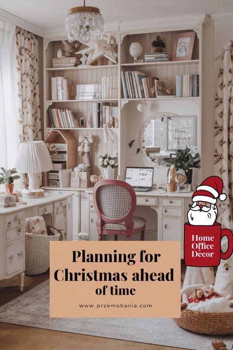 Infuse your shabby chic office with feminine holiday decor. 🎄✨ Use a shabby chic color palette of pale pinks, whites, and a hint of gold to keep things elegant. 🌸🕯️ Add chic bedroom decor touches like cozy throw blankets and floral accents. 🌿 Place a small Christmas tree decorated with soft-toned ornaments for a festive feel. 🎄💖 It’s a perfect way to add a subtle Christmas charm to a feminine desk setup. #shabbychiccolors #femininehomeoffice #homeofficeinspiration #shabbychicoffice #shabby Shabby Chic Office Furniture, Chic Office Furniture, Shabby Chic Color Palette, Office Furniture Ideas, Chic Decor Diy, Small Christmas Trees Decorated, Feminine Desk, Muebles Shabby Chic, Shabby Chic Colors