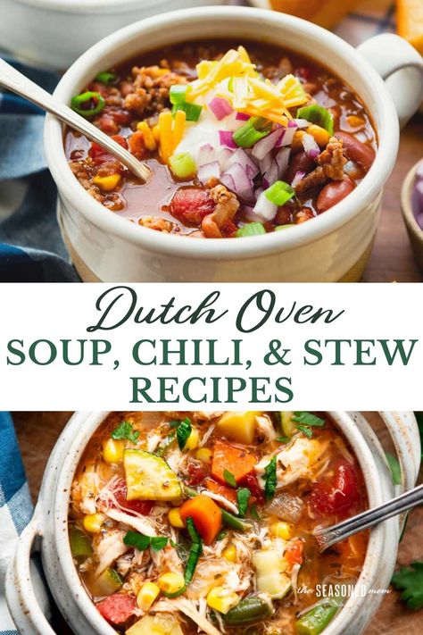 A big cast iron Dutch oven is the perfect vessel for whipping up a cozy pot of soup, stew, or chili. This convenient collection includes some of the best recipes to warm you from the inside out! Dutch Oven Soups, Dutch Oven Soup Recipes, Dutch Oven Chili, Easy Cauliflower Soup, Dutch Oven Soup, Dutch Oven Beef Stew, Oven Beef Stew, Dutch Oven Beef, Sausage Potato Soup