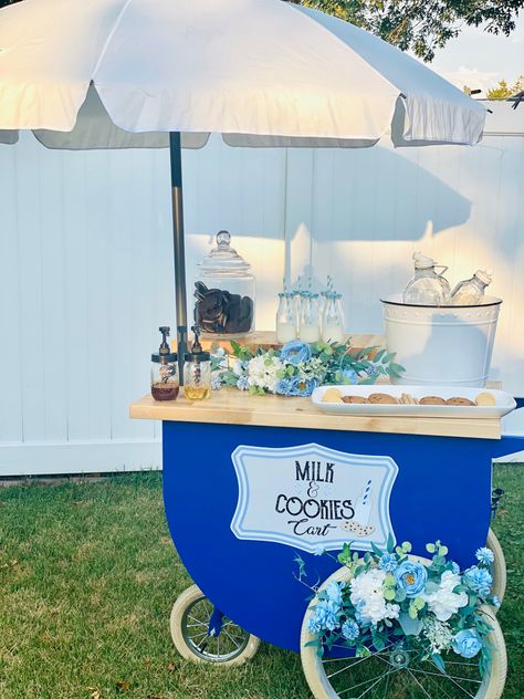 Cookie Cart, Milk And Cookies Party, Party Cart, Cart Display, Food Vendor, Cookies Party, Milk And Cookies, Catering Company, Cookie Party