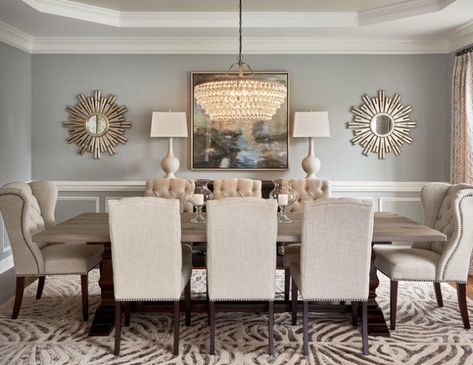 18 Marvelous Dining Room Designs To Serve You As Inspiration Transitional Style Dining Room, Farmhouse Dining Rooms Decor, Mirror Dining Room, Transitional Dining Room, Dining Room Colors, Dining Room Wall Decor, Elegant Dining Room, The Dining Room, Dining Room Inspiration