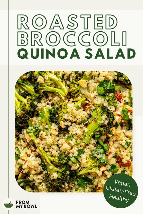 This Roasted Broccoli Quinoa Salad is wholesome, filling, and the perfect way to enjoy your veggies. Perfect for meal prep or simple plant-based dinners. Gluten-free, Oil-free option. Plant Based Salads, Broccoli Quinoa Salad, Broccoli Quinoa, Vegan Quinoa Salad, Kale Quinoa Salad, Salad Meal Prep, Plant Based Dinner, Quinoa Salad Recipes, Best Salad Recipes