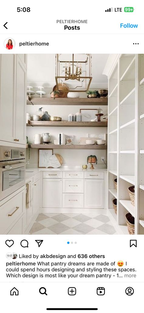 Microwave In Pantry, Beautiful Pantry, House Pantry, Pantry Inspiration, French Country House Plans, Cape House, Hill Interiors, Pantry Shelf, Built In Microwave