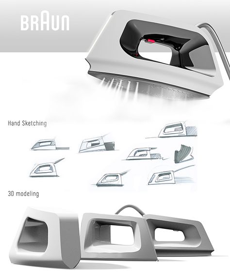 Braun steam iron on Behance Steam Iron Design, Best Steam Iron, Braun Dieter Rams, Industrial Design Portfolio, Industrial Design Sketch, Steam Generator, Presentation Design Template, Id Design, Monstera Deliciosa