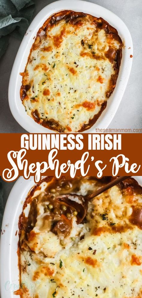 This Guinness Shepherds Pie is a hearty and comforting meal perfect for the whole family! Packed with meat, veggies and loaded with a super creamy sauce made with Guinness this shepherd's pie recipe is the perfect meal for St. Patrick’s Day or just about any time you are craving something delicious. via @petroneagu Sheppards Pie Recipe, Shepherds Pie Recipe Healthy, Best Shepherds Pie Recipe, Corned Beef Recipes Slow Cooker, Shepards Pie Recipe, Easy Shepherds Pie, Shepherd's Pie Recipe, Hp Sauce, Pie Easy