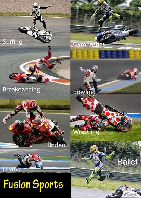 We admire athletes who can combine two sports at one time. Motocross Funny, Bike Humor, Motorcycle Memes, Motorcycle Humor, Serie Bmw, Car Jokes, Funny Car Memes, Funny Motorcycle, Bike Quotes