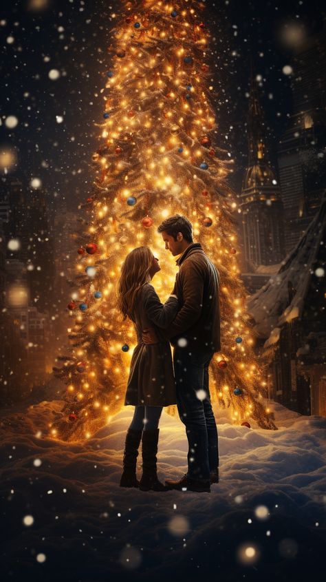 This pin showcases a stunning illustration of a Twin Flame couple, deeply in love, celebrating Christmas together under a beautifully adorned tree. Represents the ideal holiday scene for lovers. Winter Romance Aesthetic, Christmas Romance Aesthetic, Love Romance Art, Couple Noel, Christmas Love Couple, Twin Flame Couple, Christmas Romance Books, Under Christmas Tree, Couple Winter