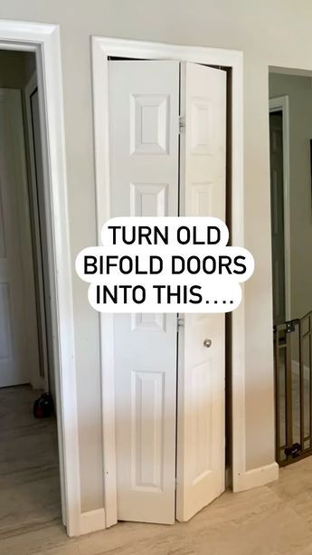 Replacement For Bifold Doors, Bifold Door Repurpose, Alternative To Accordion Doors, Water Closet Door Ideas, Change Bifold Doors To French Doors, Interior Door Alternatives, Converting Bifold Doors To French Doors, Repurpose Closet Doors, Bifold Door Replacement Ideas