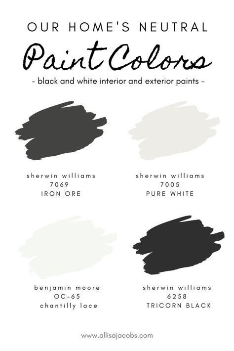 Exterior Paint Sherwin Williams, Pure White Sherwin Williams, White Exterior Paint Colors, Productive Home Office, Tricorn Black, Best Neutral Paint Colors, Black Paint Color, Best White Paint, Neutral Paint Colors