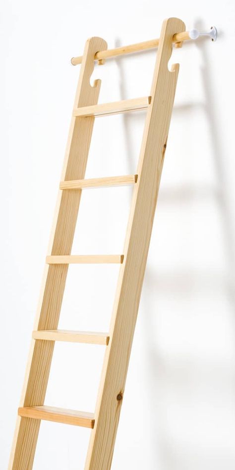 Loft Ladder Ideas Space Saving, Diy Loft Ladder, Loft Ladder Ideas, Metal Roof Construction, Wooden Step Ladder, Sliding Ladder, Rolling Ladder, Attic Ladder, Library Ladder