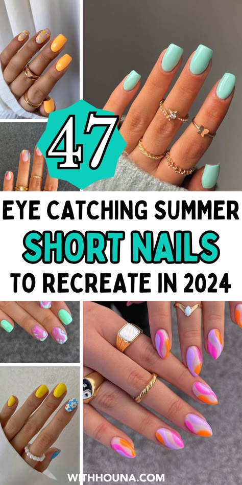 Summer is screaming out loud which means, it's high time to upgrade your short nails to the cutest summer short nails of 2024. If you're looking for trendy summer short nail ideas, we've got you covered. You'll find everything from short nails 2024 trends summer, cute short summer nails 2024, short summer nails beach, short summer nail ideas, short summer nails pink, and so much more. 2024 Summer Short Nails, August Short Nail Designs, Tiny Nail Art Designs, Nail Color Design Ideas, Trending Nails 2024 Summer Short, Short Nail Designs For Vacation, Short Nails Summer 2024 Trends, Simple August Nails Short, Short End Of Summer Nails