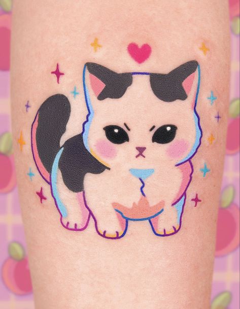 Gato Cute, Cute Cat Tattoo, Kawaii Tattoo, Cute Little Tattoos, Cute Tiny Tattoos, Tatuaje A Color, Baby Tattoos, Cute Cute, Dream Tattoos