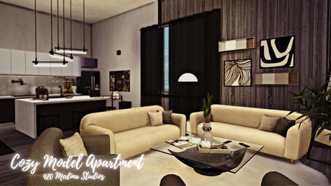 Cozy Model Apartment | 920 Medina Studios | Fully Furnished | Patreon Realistic Sims, Sims 4 Content, Looking For Apartments, Apartment Renovation, Contemporary Style Homes, Modern Contemporary Style, Sims House, City Living, Big Houses