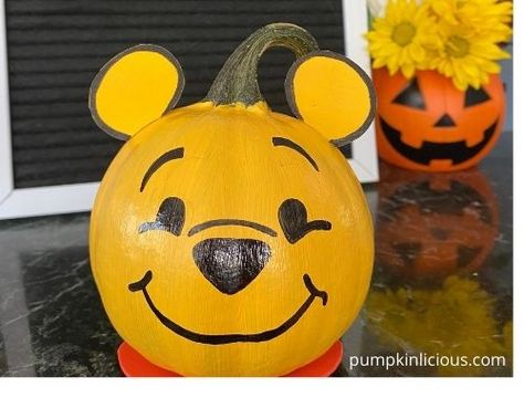 Easy Winnie the Pooh pumpkin painting ideas for Halloween! One of my favorite Disney pumpkin decorating ideas this year 2022. Halloween Pumpkin Painting Ideas Diy, Coolest Pumpkin Painting Ideas, Pumpkin Painting Ideas For Work, Disney Pumpkin Painting Princess, Crafty Pumpkin Decorating, Pumpkin Painting Ideas Fall Cute Easy, Painting On Pumpkins Ideas Cute, Cute Punkin Painting Ideas Easy, Winnie The Pooh Pumpkin Decorating