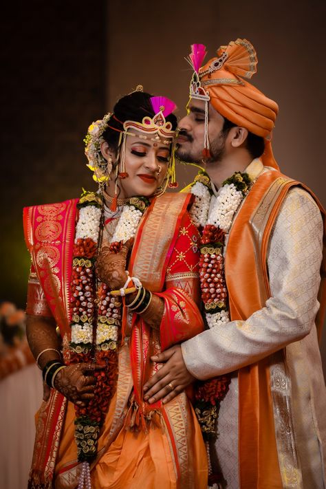 Marathi Couple, Marathi Wedding, Nauvari Saree, Indian Wedding Photography Couples, Couple Wedding Dress, Wedding Couple Photos, Photography Couples, Wedding Plan, Wedding Couple Poses