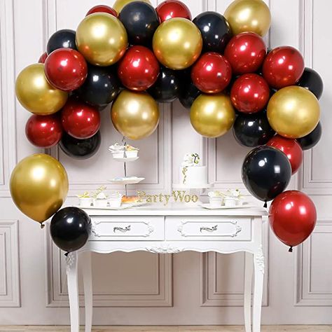 Red Gold Party Decorations, Red And Black Party Decorations, Red And Black Balloons, Rotating Toys, Red And Black Party, Burgundy Balloons, Sandbox Toys, Red Party Decorations, Black Party Decorations